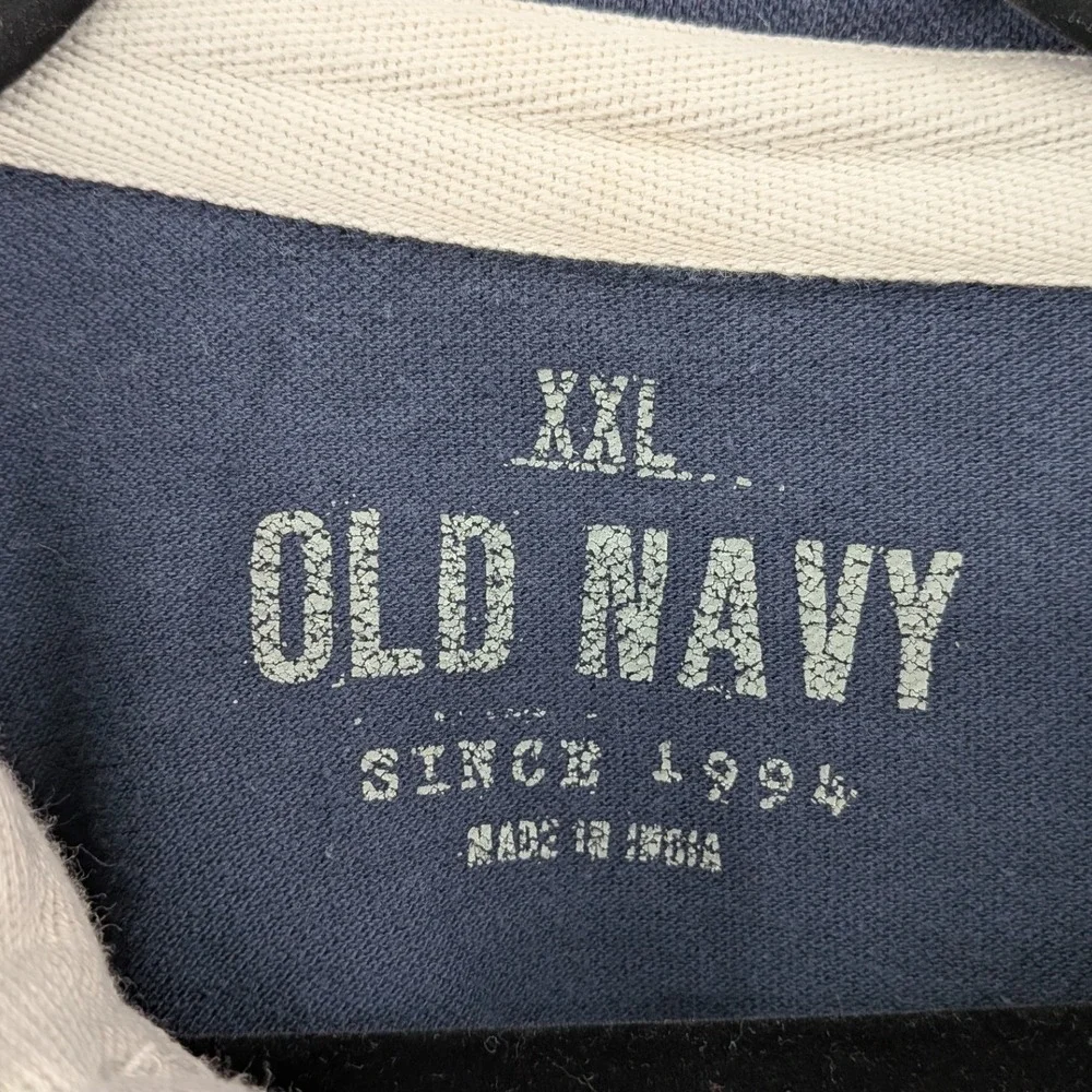 Y2K Old Navy Long Sleeve Polo Shirt XXL Navy Blue Cotton‎ Casual 2000s